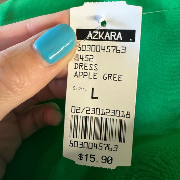 ✨5/$15 NWT Mono B Green Spaghetti Strap Bodycon Dress size L - Picture 3 of 4